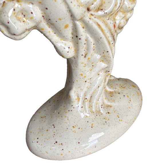 Pair Of 12" Tall Cream/yellow/orange Speckle MCM Rooster And Hen (hen Damaged) - Picture 7 of 16